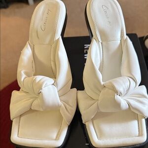 Chic White Knotted Mules by New York & Company